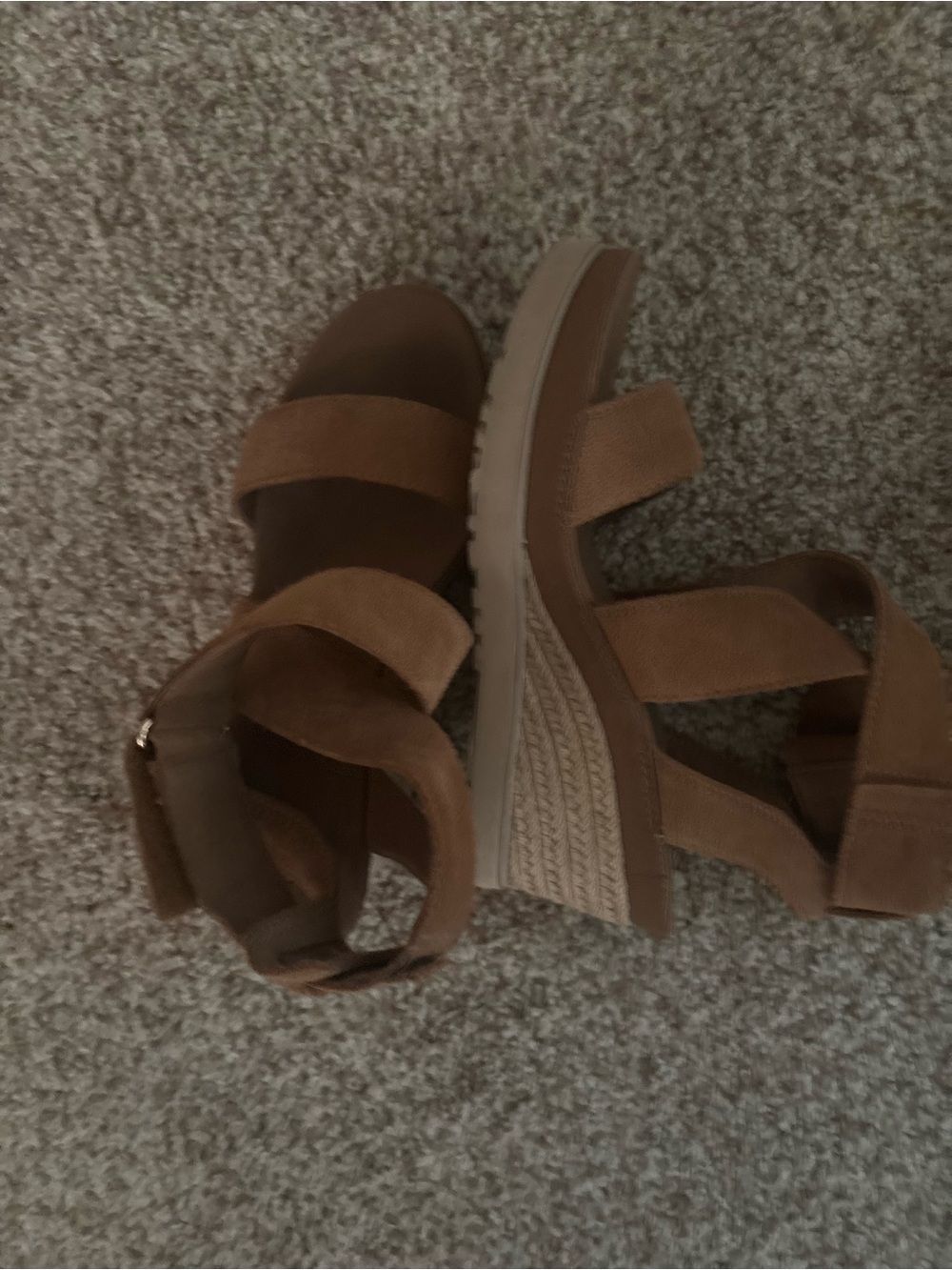UGG Tan Suede Wedge Sandals with Ankle Strap